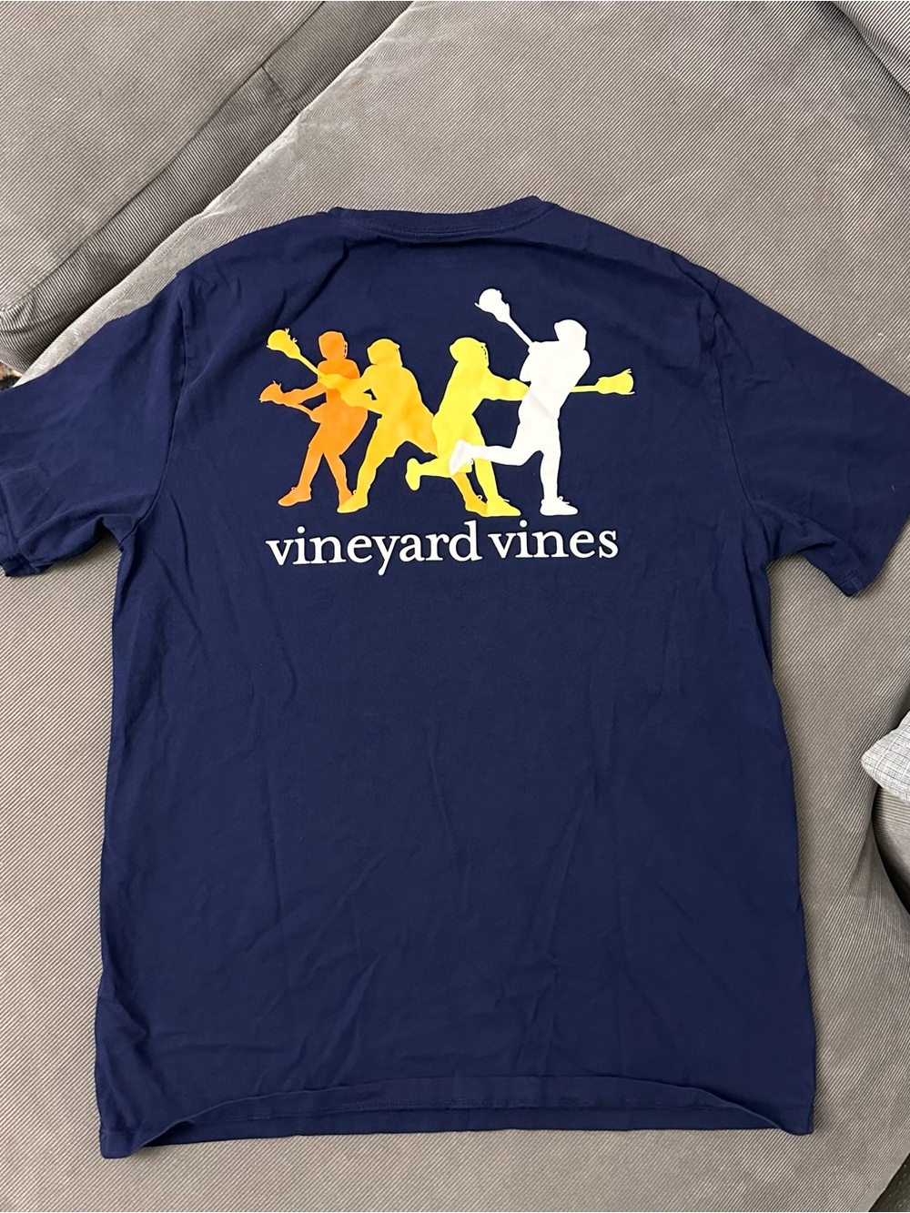 Vineyard Vines Lacrosse T-Shirt Graphic Tee Mens Medium Navy Pocket Short Sleeve